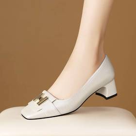 【预售5天】春秋法式气质高跟鞋方头舒适粗跟中跟真皮HY&H3468