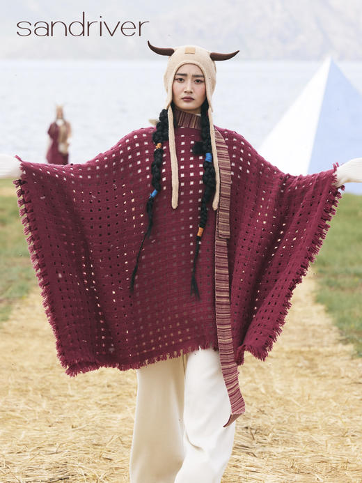 青海羊绒镂空斗篷SJF96W382N 商品图2