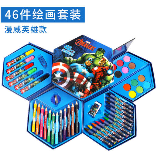 迪士尼绘画套装 儿童绘画水彩笔彩铅蜡笔水粉礼盒 学生礼品礼物笔盒开学季文具套装 商品图3