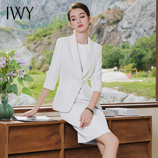 IWY/秋季新款青果领套装裙气质女神范正式场合接待通勤干练职业装C1837+Q620 商品图2