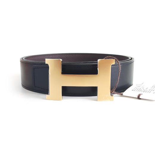 【全新】Hermes爱马仕全新黑棕拼色Constance康康H金扣3.8厘米双面腰带 170724NJS24 商品图0