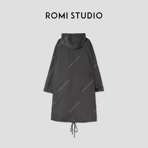 ROMI STUDIO“自由姿态”褶皱肌理感宽松连帽抽绳风衣 431F3038 商品图1