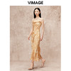 VIMAGE纬漫纪秋季新款印花设计感收腰吊带连衣裙V2207813 商品缩略图4