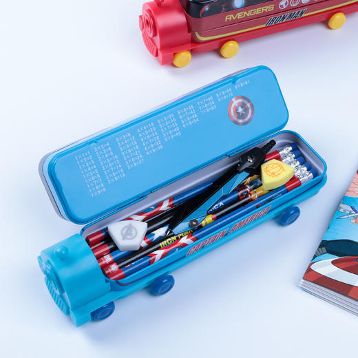 迪士尼儿童学习文具盒 卡通双层火车多功能创意小学生铁质铅笔盒笔盒开学季文具套装 商品图1