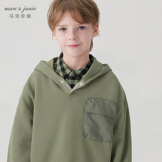 马克珍妮男童山系户外大口袋连帽卫衣儿童上衣2024秋装新款240983 商品图4
