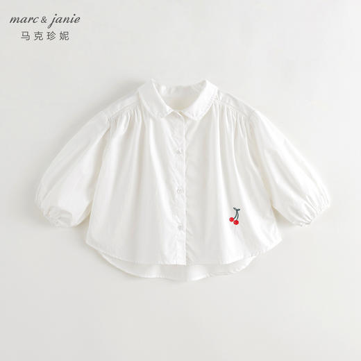 马克珍妮女童樱桃刺绣纯棉衬衫儿童衬衣上衣2024年秋装新款241375 商品图2