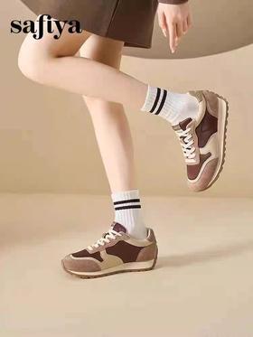 索菲娅2024年复古百搭拼色透气轻便休闲阿甘女鞋