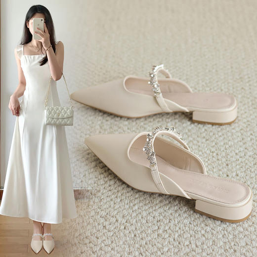 ZHR则则时尚水钻包头穆勒半拖鞋女2024夏季新款气质优雅百搭女鞋 商品图1