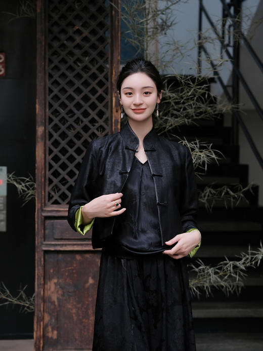 盛唐牡丹 |香云纱配翠绿色真丝外套 商品图3
