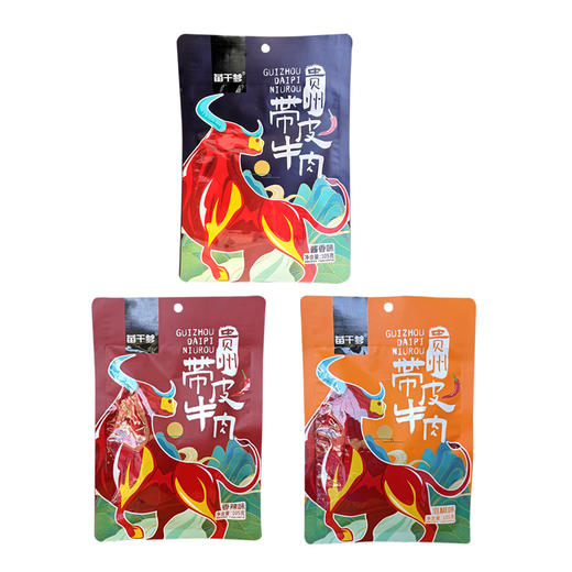 L苗阿爹带皮牛肉组合装（泡椒+香辣+酱香味）105g 商品图8