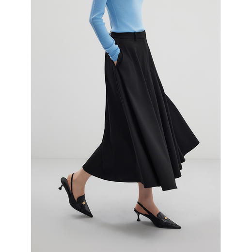 棉仓356617007-格雷系含羊毛大摆量伞裙女 24秋季高智感气质TR半身裙设计感 商品图2