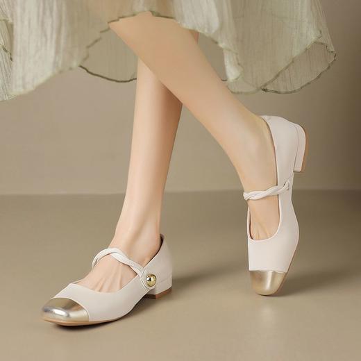 ZHR小香风玛丽珍鞋女2024新款法式百搭浅口女鞋气质白金方头单鞋 商品图8