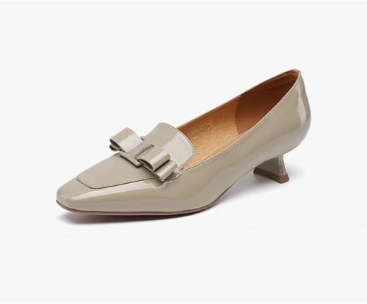 路贝佳新款优雅方头漆皮浅口单鞋中跟通勤上班舒适百搭 商品图1