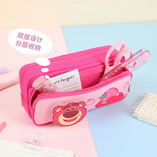 迪士尼儿童笔袋ins高颜值大容量双层小学生卡通可爱扣章文具袋笔盒开学季文具套装 商品图3