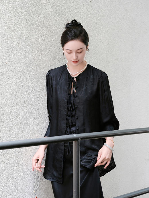 盛唐牡丹 |文竹真丝交织花罗女上衣 商品图0