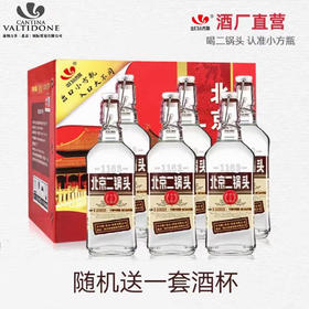 北京二锅头出口小方瓶咖方50度清香型白酒500ml高度酒