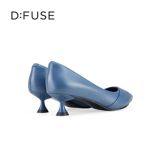 D:FUSE迪芙斯2024秋季新款简约小猫跟单鞋手工褶皱纯色真皮高跟鞋通勤鞋DF43111166 商品图3