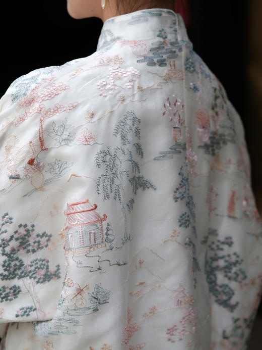 盛唐牡丹 |如意湖亭手推绣双面穿真丝绡外套 商品图3