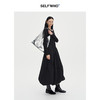 SELFWHO黑色长袖针织拼接连衣裙女2024秋新款法式圆领花苞裙长裙 商品缩略图2