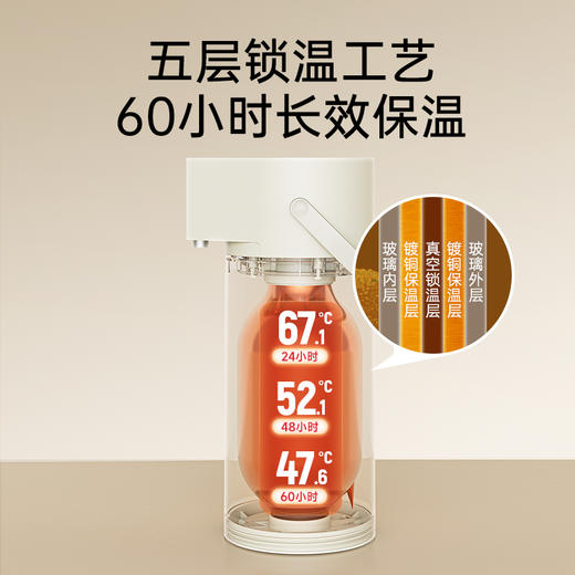 按压出水保温壶 | 按压出水更省力 5层锁温工艺24小时长效保温 2.2L大容量满足日常饮水 360°旋转底座接水更灵活 商品图6
