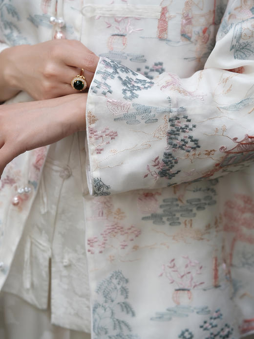 盛唐牡丹 |如意湖亭手推绣双面穿真丝绡外套 商品图2