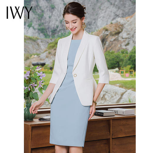 IWY/播音艺考上镜演讲套裙女秋季职业装西装裙无袖收腰显瘦背心裙C1837+Q620 商品图4