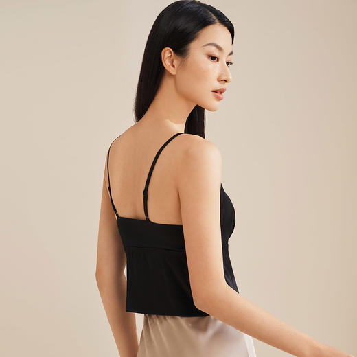 金三塔桑蚕丝V领小衫女bra-in带胸垫舒适亲肤打底可外穿吊带睡衣（限价款）  NSFEB701 商品图2