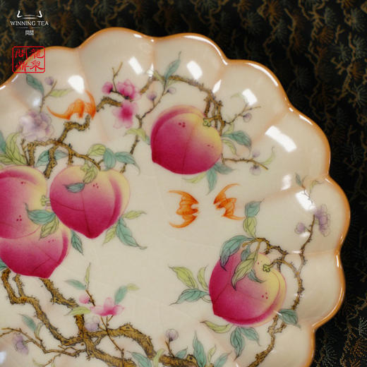 龙泉问鼎彩绘哥窑东篱壶承（五桃）（缺货） 商品图4