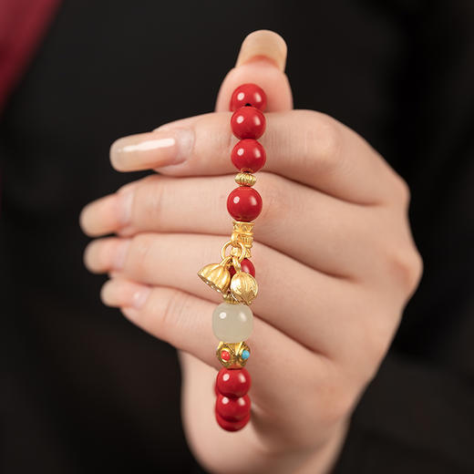 经典】岸纾天然原矿红砂莲蓬和田玉精品手串8mm 商品图4