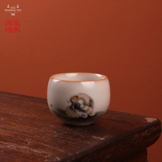 龙泉问鼎彩绘哥窑晴雪杯（吾园趣深） 商品图0