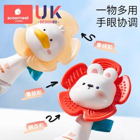 科巢婴儿手摇铃玩具沙锤可咬牙胶0-1岁宝宝益智抓握训练3-6月幼儿