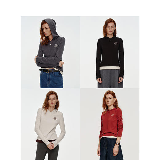 Teenie Weenie小熊字母连帽长袖T恤女冬季t恤TTLA248911H 商品图4