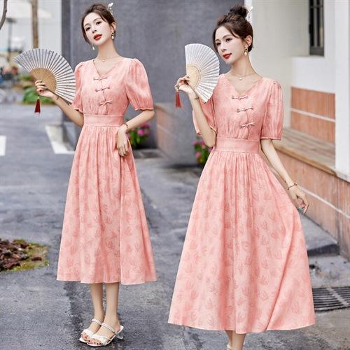 新中式改良旗袍连衣裙，气质国风收腰长裙YQMH5325 商品图0