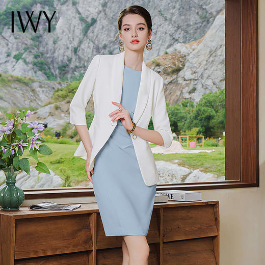 IWY/播音艺考上镜演讲套裙女秋季职业装西装裙无袖收腰显瘦背心裙C1837+Q620 商品图1