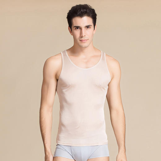 丁摩 夏季纯色真丝男士背心舒适透气桑蚕丝针织无袖背心打底衫4ZF-69501 商品图4