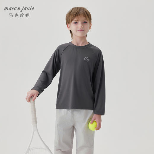 马克珍妮男女童弹力运动插肩长袖T恤儿童上衣2024秋装新款241126 商品图3
