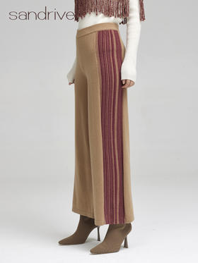 sandriver青海羊绒针织宽腿裤