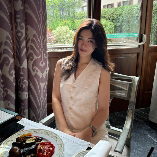 ROMI STUDIO “自我轮廓” 100亚麻肌理纹路后收腰修身马甲43129014 商品图0