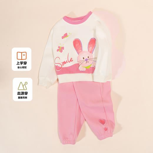 贝贝怡女童秋季套装卫衣长裤两件套2024新款秋装儿童可爱甜美童装 商品图5