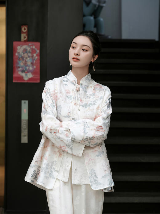 盛唐牡丹 |如意湖亭手推绣双面穿真丝绡外套 商品图0