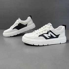 木林森秋季拼接色加厚底男士牛皮板鞋