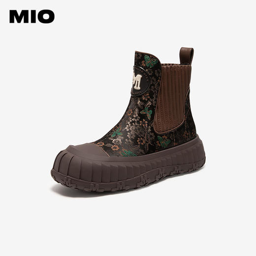 MIO米奥冬季复古拼色切尔西靴女圆头时尚潮流厚底短靴 M245642505 商品图0