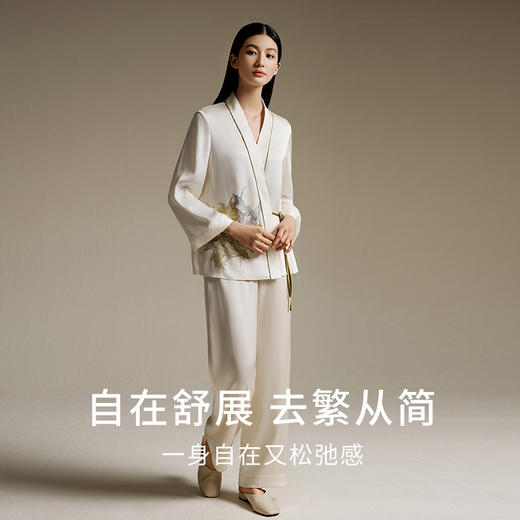 金三塔X敦煌  26姆米重磅真丝睡衣情侣100%桑蚕丝印花家居服金三塔  YSMEC201/YSFEC205 商品图3