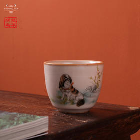 龙泉问鼎彩绘哥窑朔风杯（运旺时盛）（缺货）