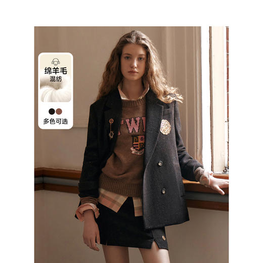 Teenie Weenie小熊简约西装外套女秋季西服TTJK247802I 商品图0