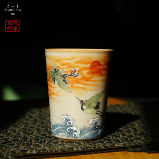 龙泉问鼎彩绘哥窑可乐杯（仙鹤祥云）（缺货） 商品图0