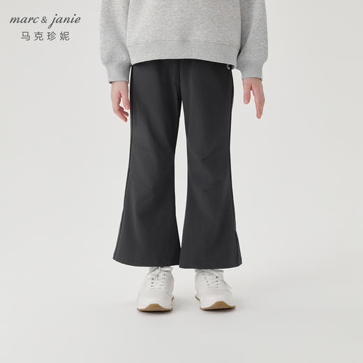 马克珍妮女童宽松微弹打褶喇叭裤儿童裤子休闲裤秋装新款241238 商品图2