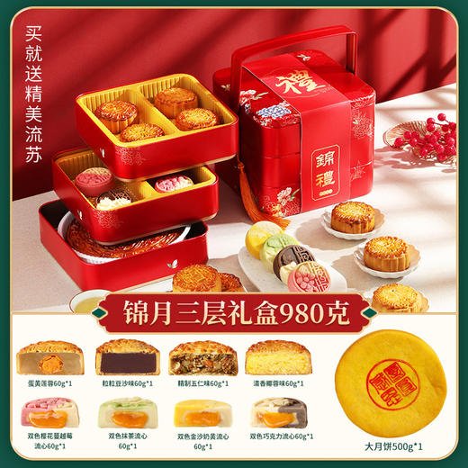 【锦礼中秋月饼礼盒】广式但蛋黄莲蓉五仁奶黄流心多口味送人送礼 中秋团圆 商品图4