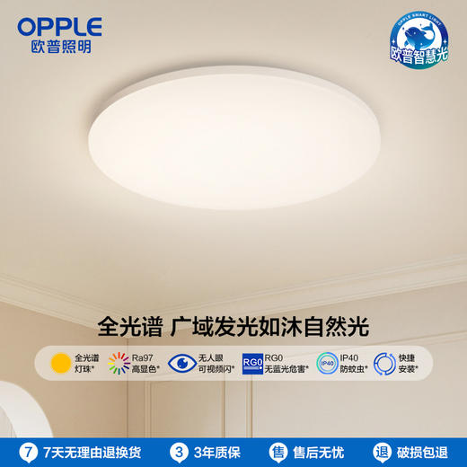 OPPLE欧普照明冰玉卧室极简风简玉圆形吸顶灯 商品图0