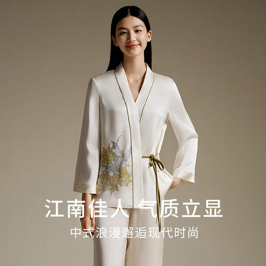 金三塔X敦煌  26姆米重磅真丝睡衣情侣100%桑蚕丝印花家居服金三塔  YSMEC201/YSFEC205 商品图2